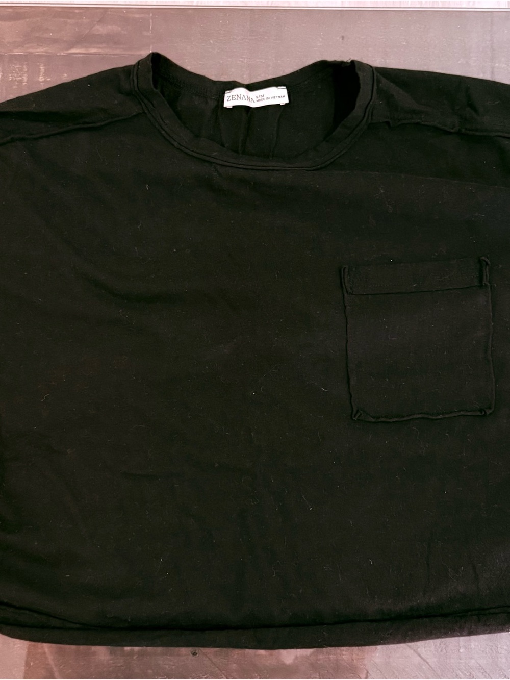 Zenana Outfitters Black Short Sleeve Pocket Crew Tee